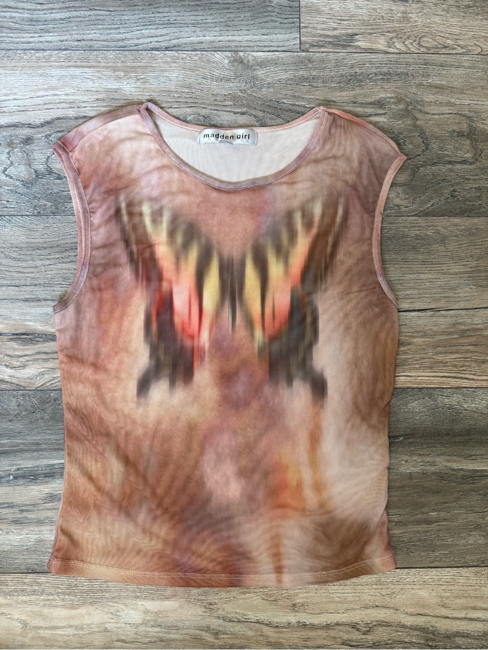Madden Girl Pink Tie-Dye Butterfly Print Tank Top